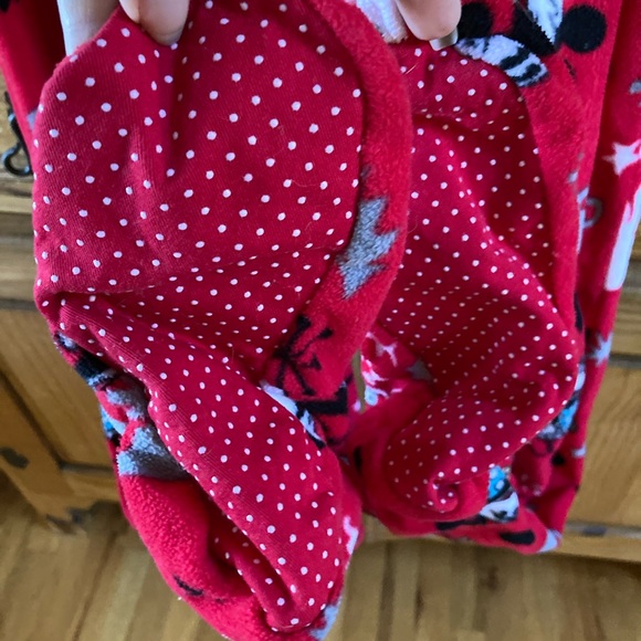Women Mickey Minnie Mouse red Let it Snow footed one piece pajamas size S - Picture 4 of 8